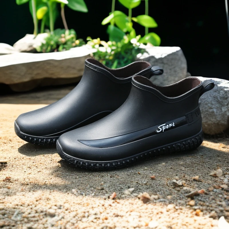 新款男士短筒雨鞋防水钓鱼厨房男式男款男式男款防水鞋水鞋雨靴