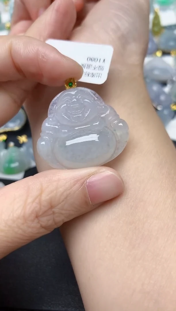 颈饰18K金镶嵌翡翠天然缅甸A货翡翠