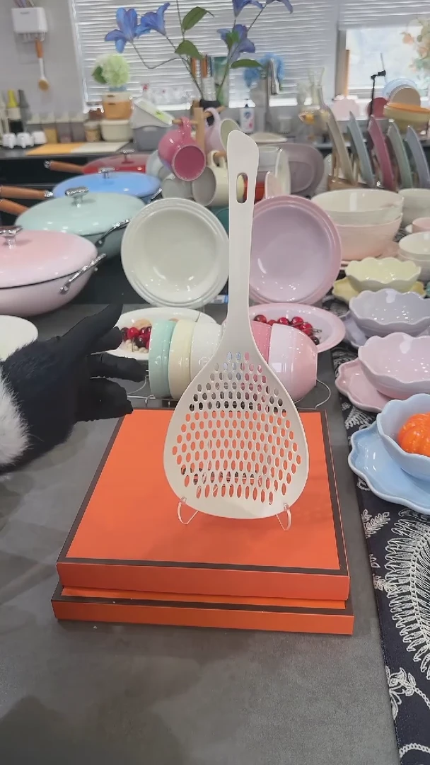 【闪购商品】瓷沥水勺34.5*13.5*4cm-霜白