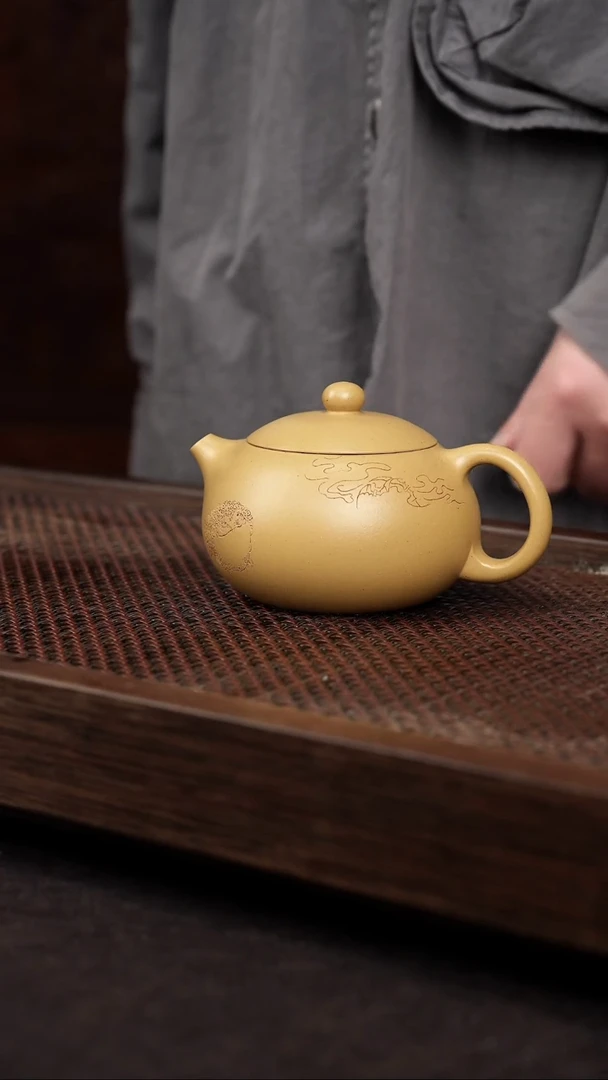 【闪购商品】紫砂茶壶黄金段刻绘金蟾西施