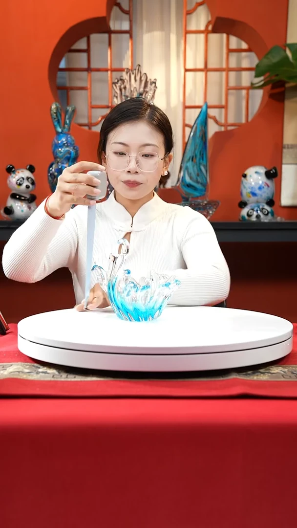 手工艺品琉璃蓝色小果碗