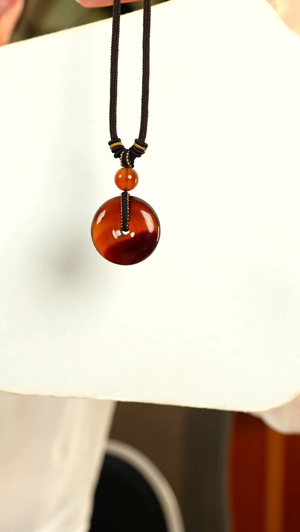 琥珀颈饰未镶嵌平安扣吊坠31+