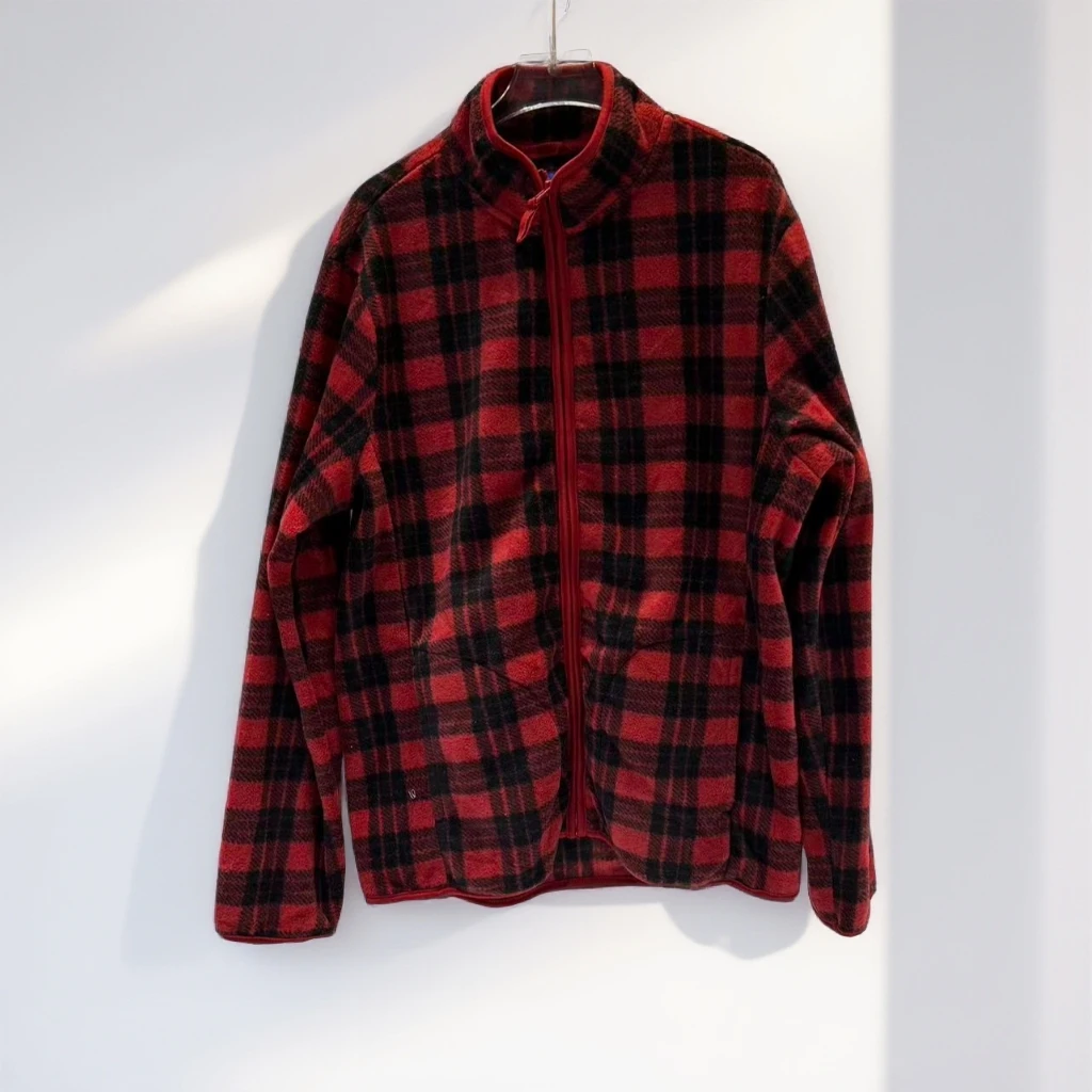 WEEKEND立领连帽经典格子款摇粒绒拉链外套