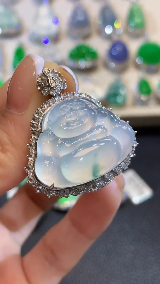 吊坠(不含链)18K金镶嵌翡翠C53