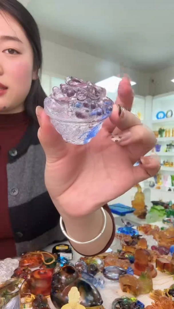 手工艺品琉璃蓝紫聚宝盆