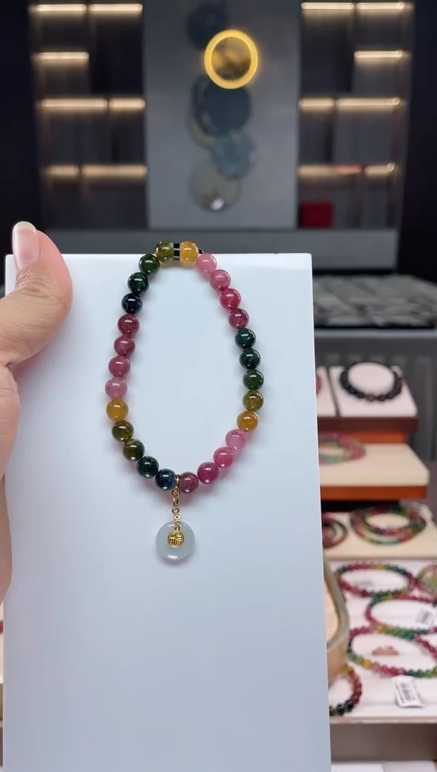 未镶嵌老矿碧玺单圈手串5mm+碧玺（多样性发一条）Q