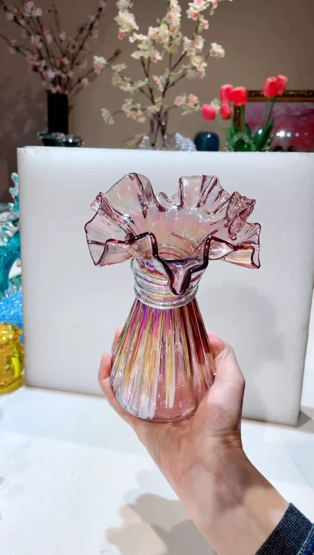 【闪购商品】琉璃手工艺品紫色裙摆花瓶