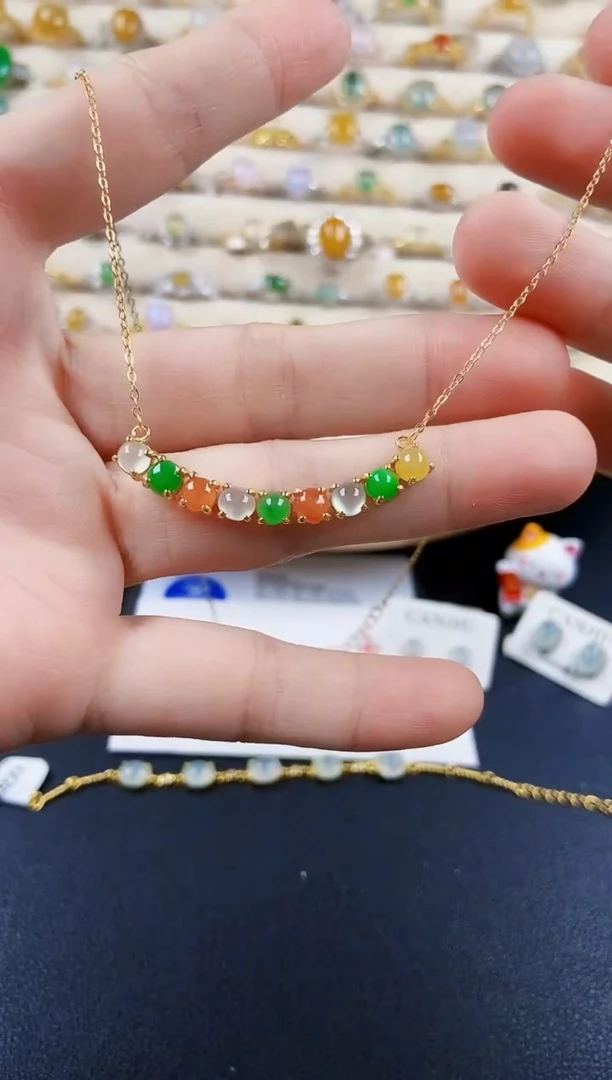 翡翠银S925镶嵌颈饰54689