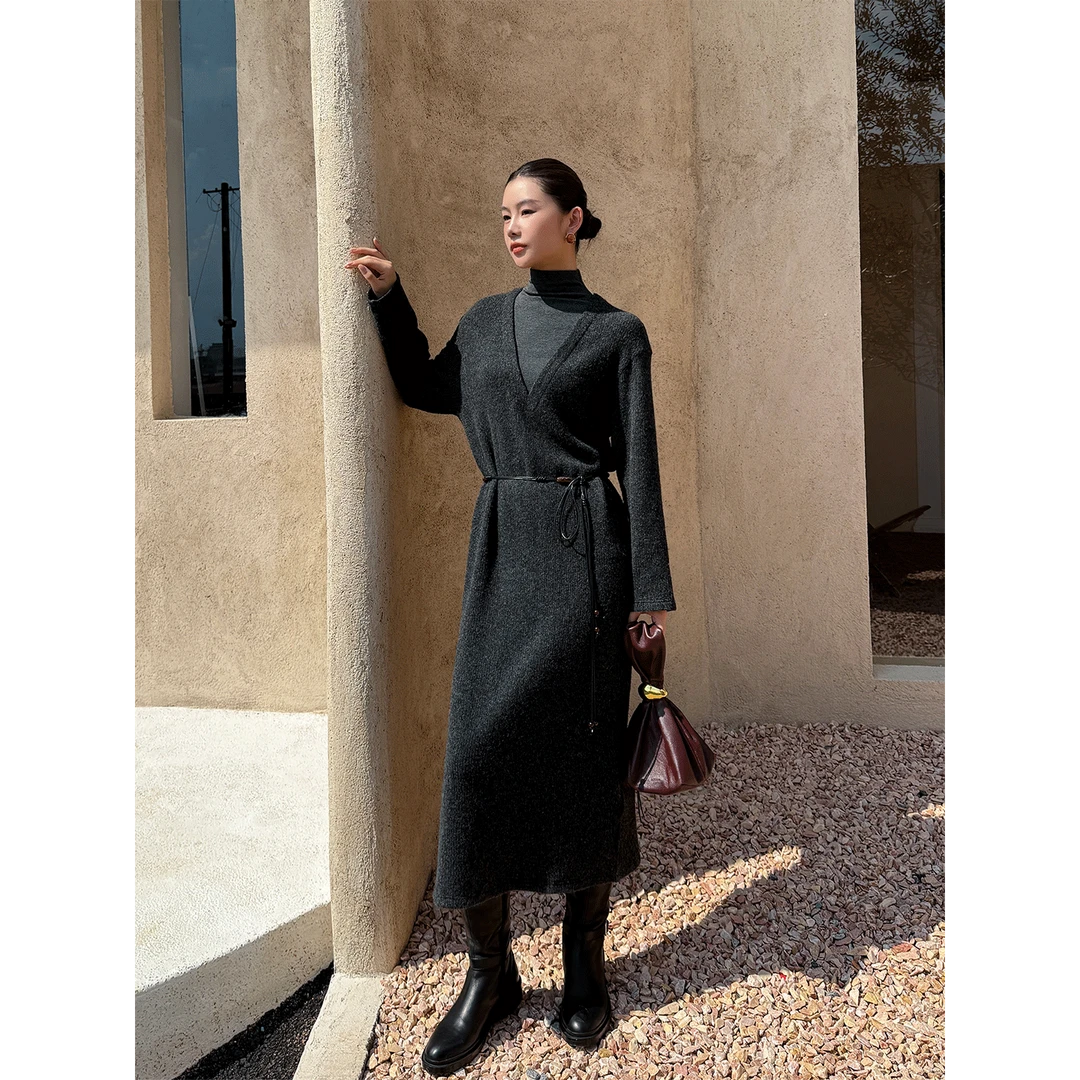 满目ManMu 【张琪专属】高级定制秋季时尚百搭羊毛连衣裙350350