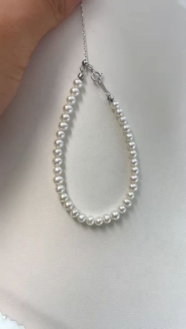 银S925镶嵌手绳淡水珍珠4-5