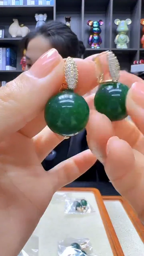 颈饰14K金镶嵌翡翠高货diy劲饰