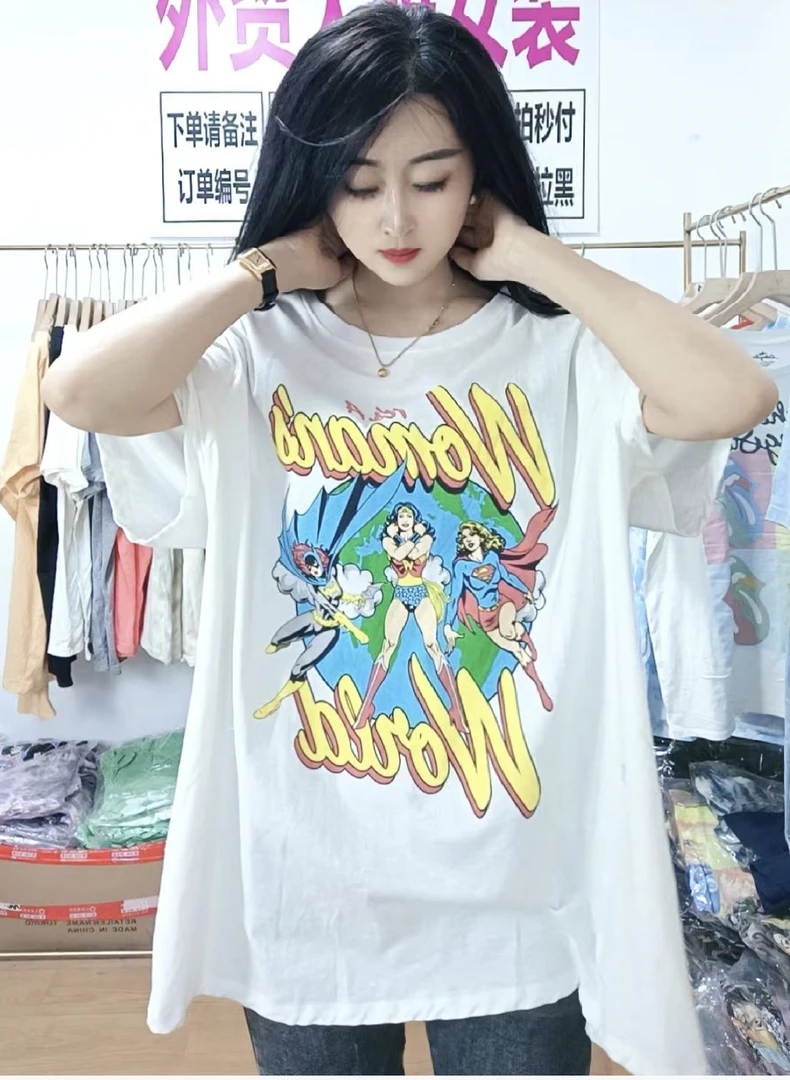 外贸休闲涂鸦薄棉T恤313