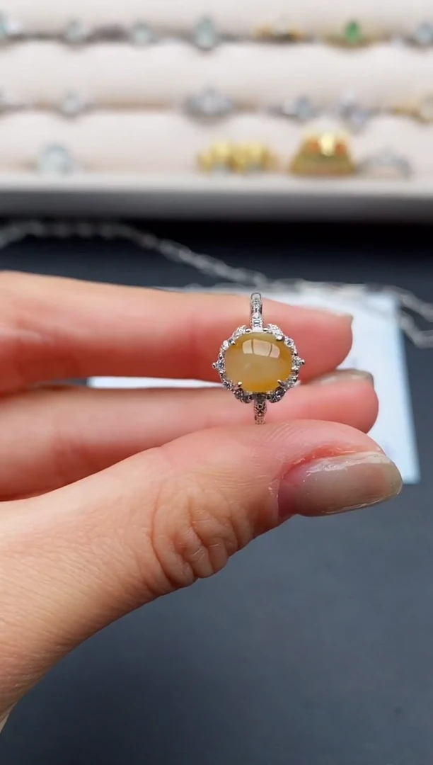 银S925镶嵌戒指翡翠2222222+4