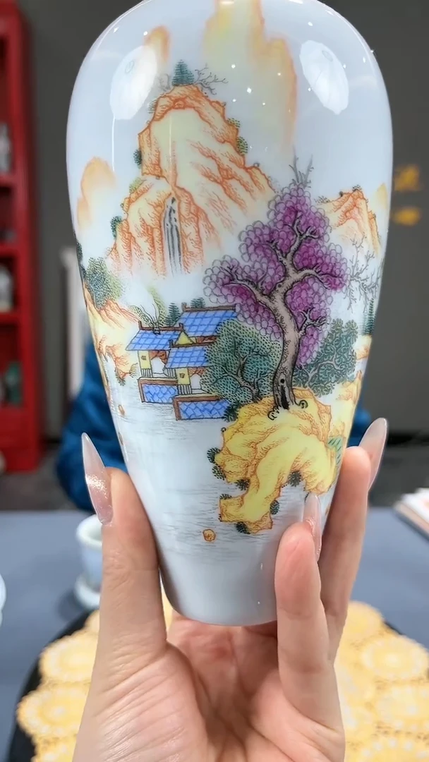 【闪购商品】官窑瓷画院496官窑瓷画院山水赏瓶