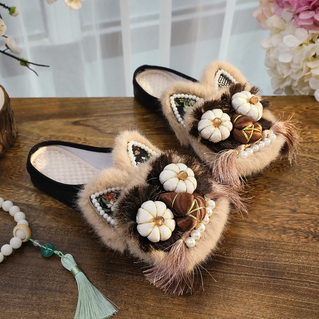 成人虎头鞋包头拖鞋民族风国潮复古民俗鞋刺绣中式非遗小老虎布鞋