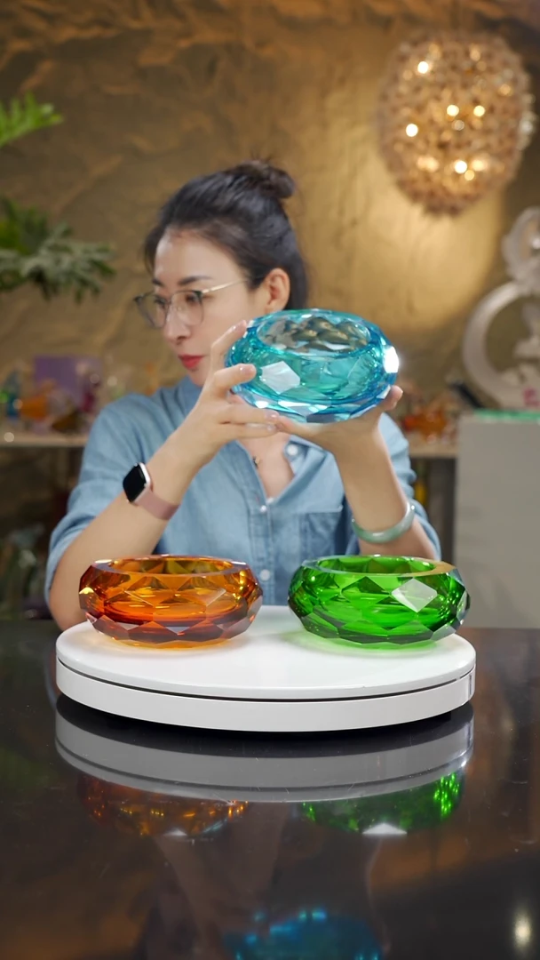 琉璃手工艺品福利天空蓝切面果碗