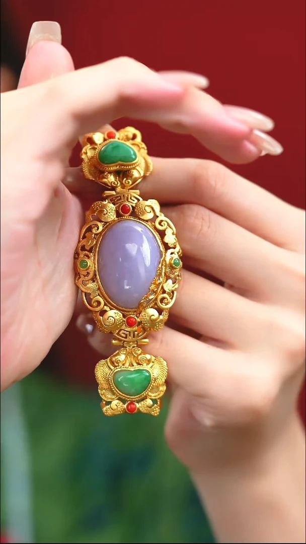 银S925镶嵌手链翡翠新款