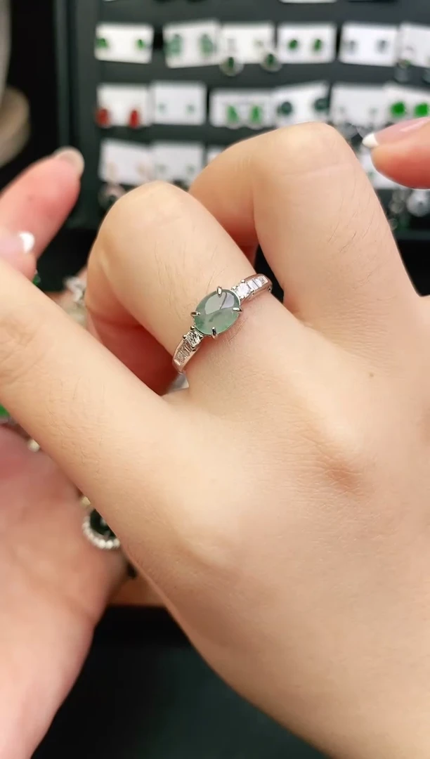 银S925镶嵌戒指翡翠0