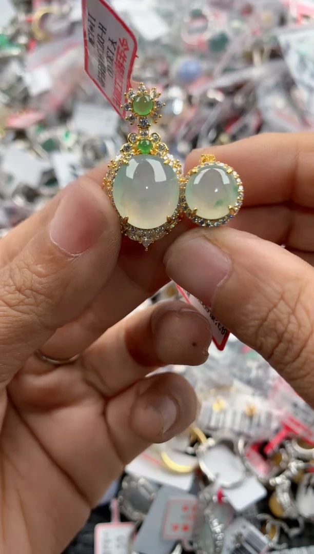 银S925镶嵌戒指翡翠12             9