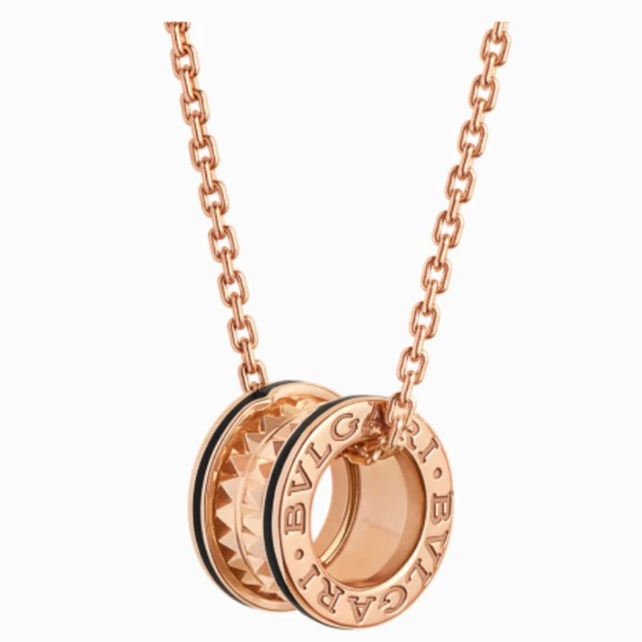 99新 BVLGARI/宝格丽 宝格丽玫瑰金弹簧铆钉项链