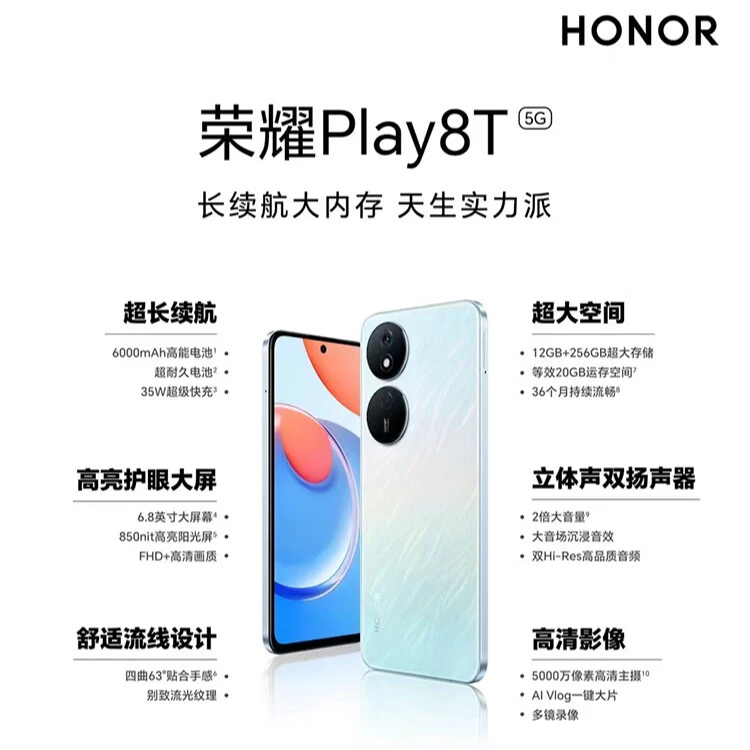 95新 honor/荣耀 Play8T二手5G高品质手机长续航高清大屏幕学生机