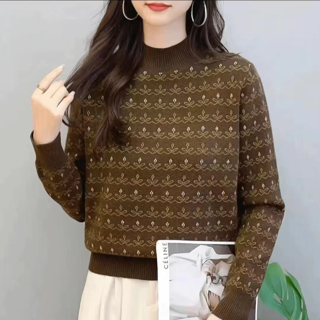 127【咖色蝶恋花】高货加厚套头针织衫