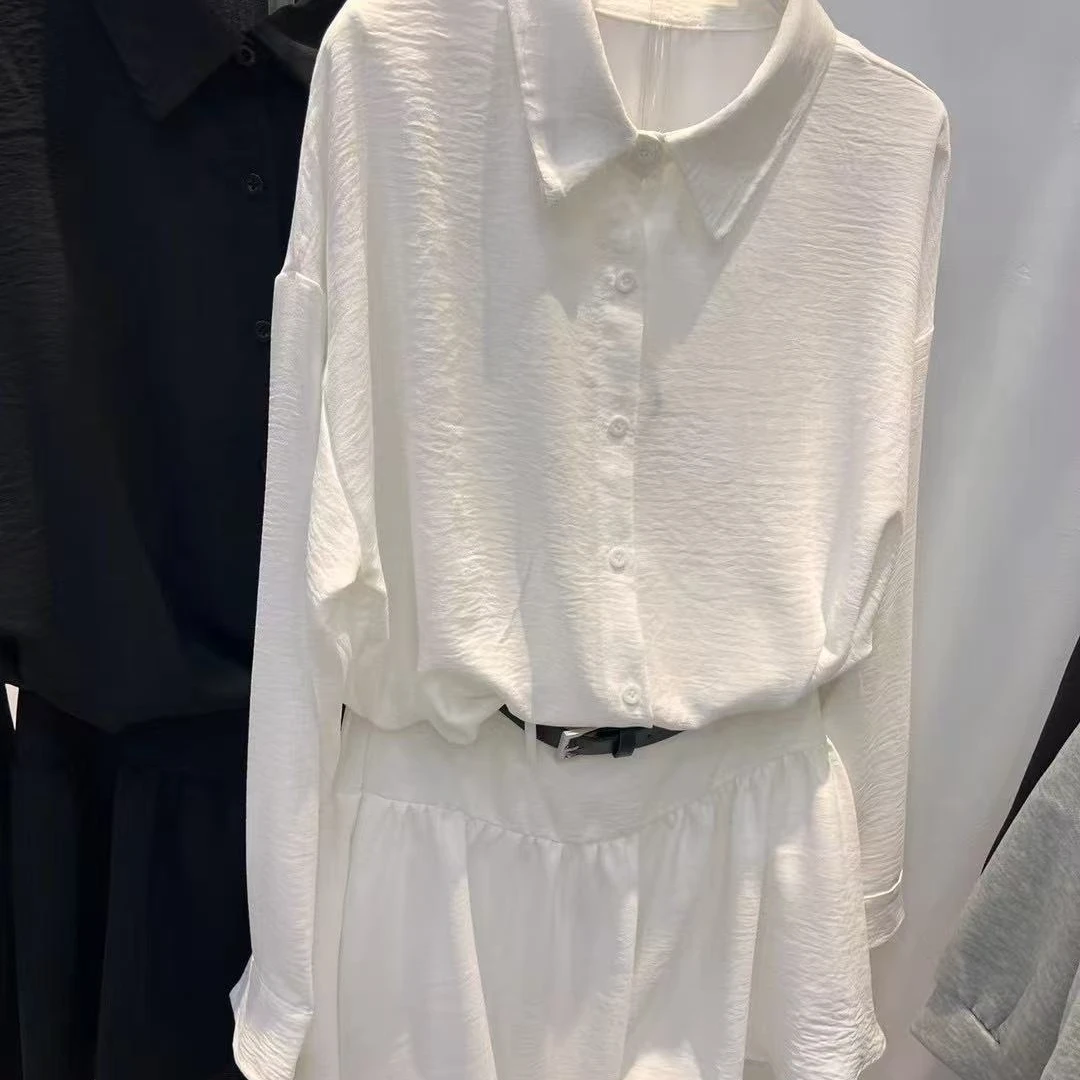 2025春季新款衬衫连衣裙女大码百搭好看显身材清纯长裙