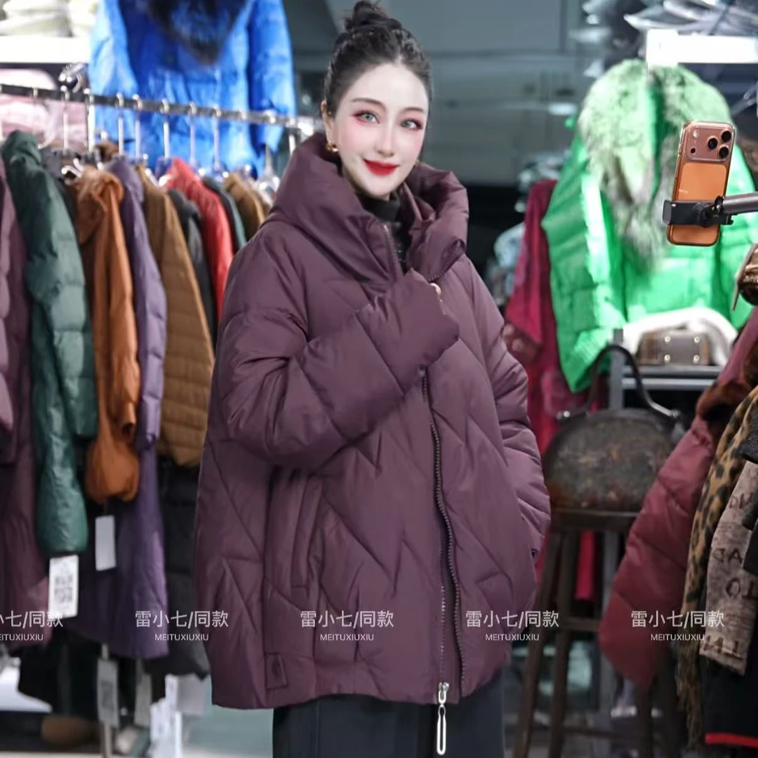 198#冬季短款大码加厚宽松保暖韩版外套冬装老钱风外套