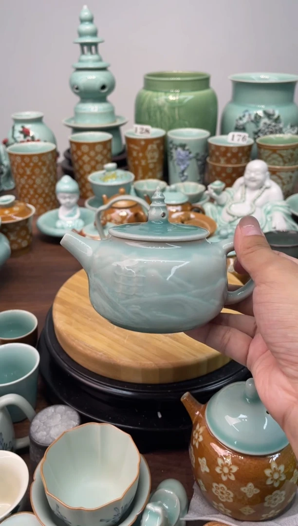 纯手工 特价福利 微瑕 慧仙青瓷