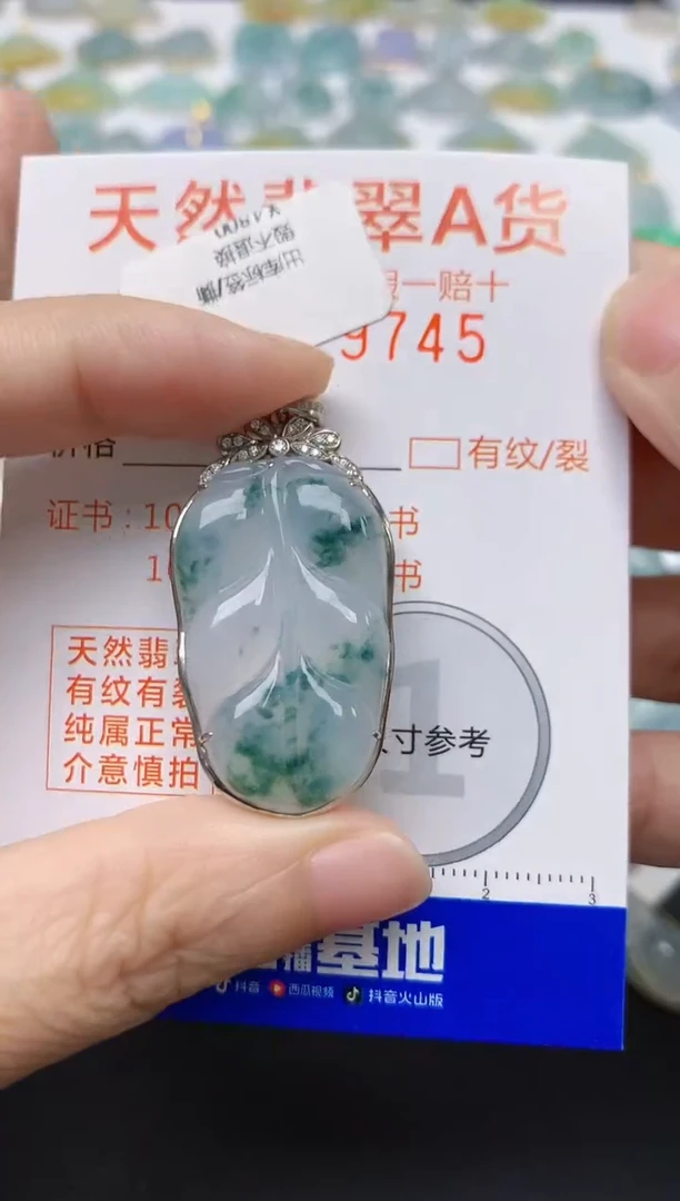 翡翠18K金镶嵌颈饰天然缅甸A货翡翠