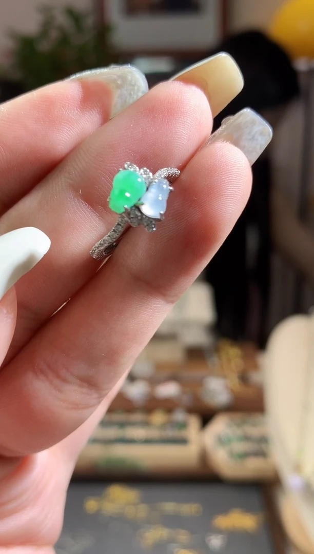 翡翠银S925镶嵌吊坠(不含链)戒指