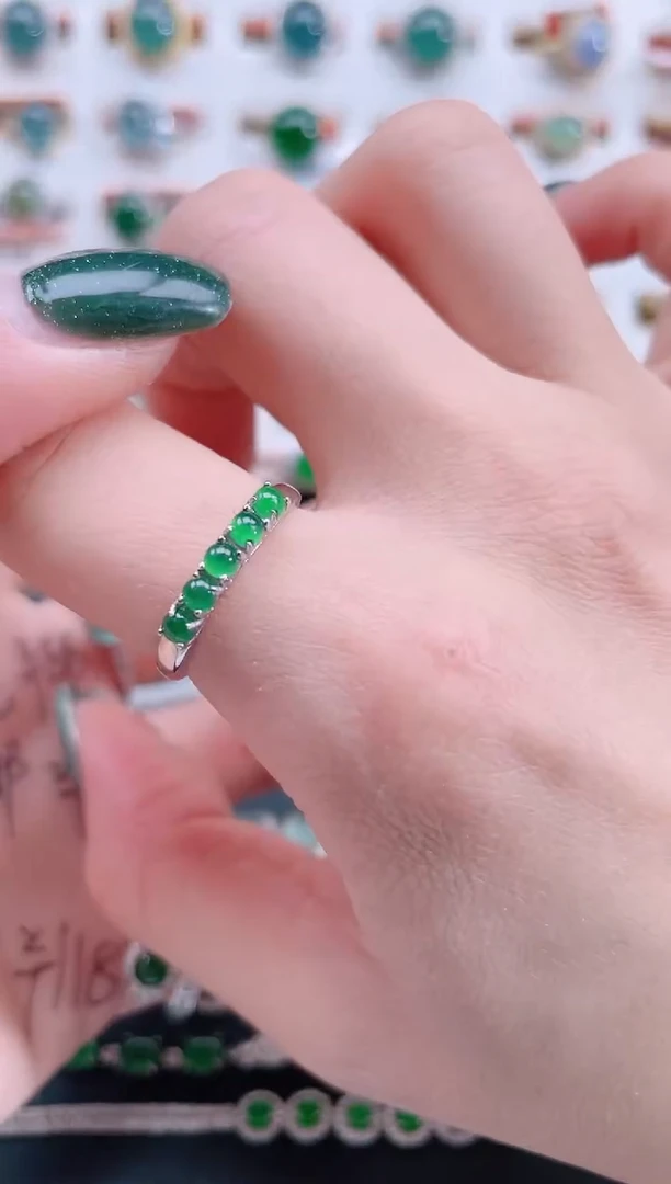 银S925镶嵌戒指翡翠天然翡翠