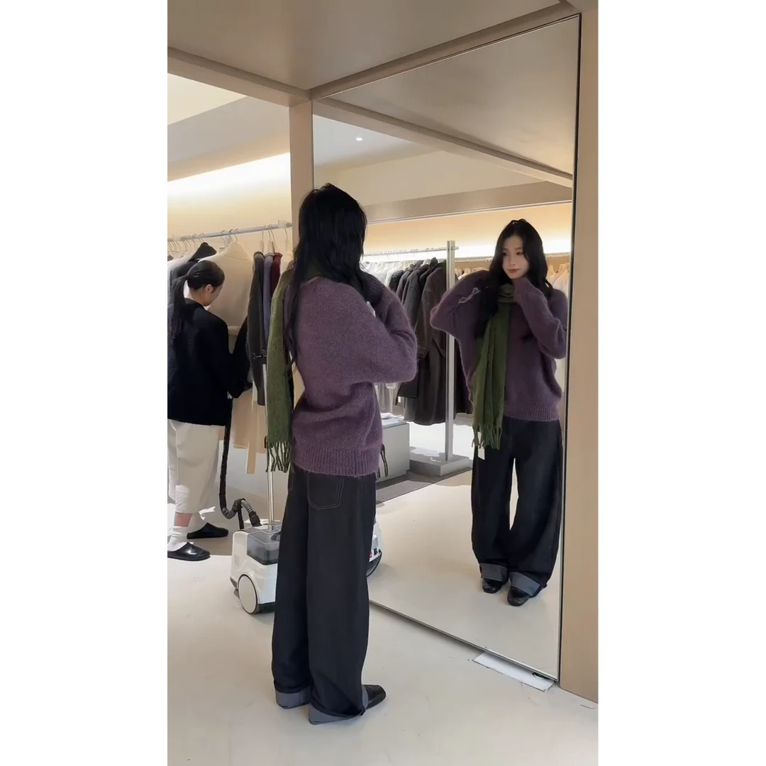 MARIE.COCO韩系新意法长袖针织衫女早秋新款毛衣穿搭牛仔裤两件套