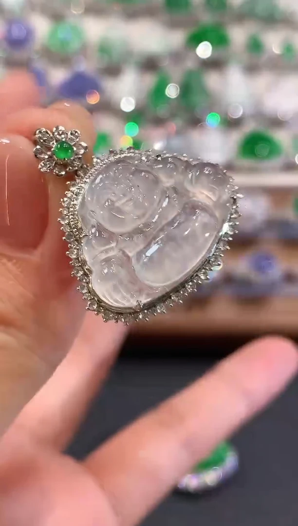 吊坠(不含链)18K金镶嵌翡翠a57