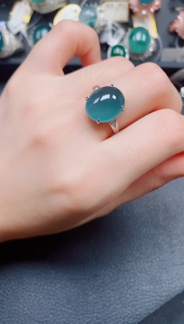 翡翠戒指银S925镶嵌翡翠