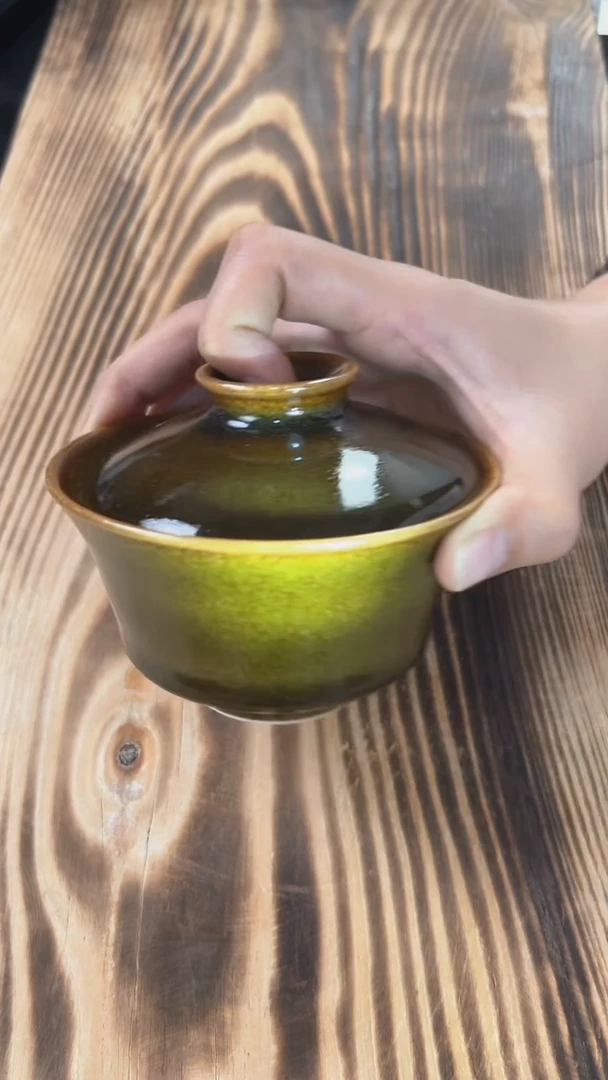 纯原矿高温煤窑烧制 鳝鱼黄兩才盖碗