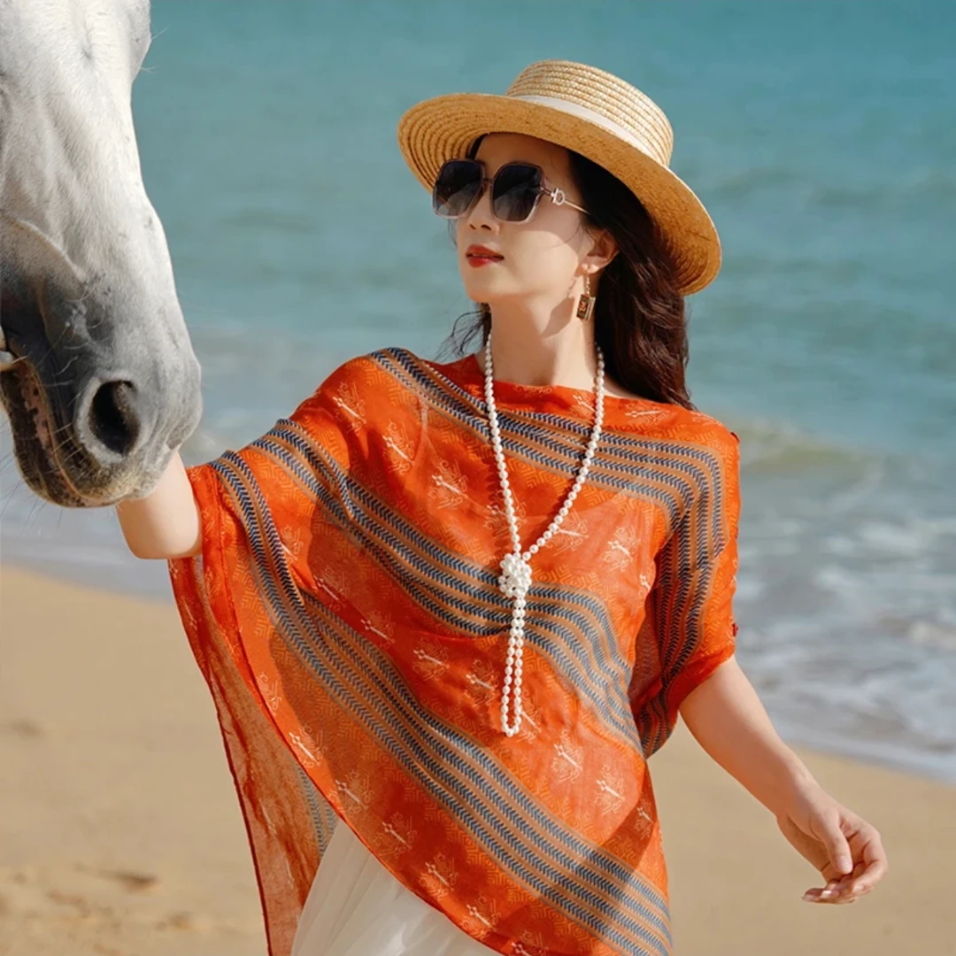 【旅游穿搭指南】海边出游搭配包头巾披肩俩用拍照百搭时尚气质洋气