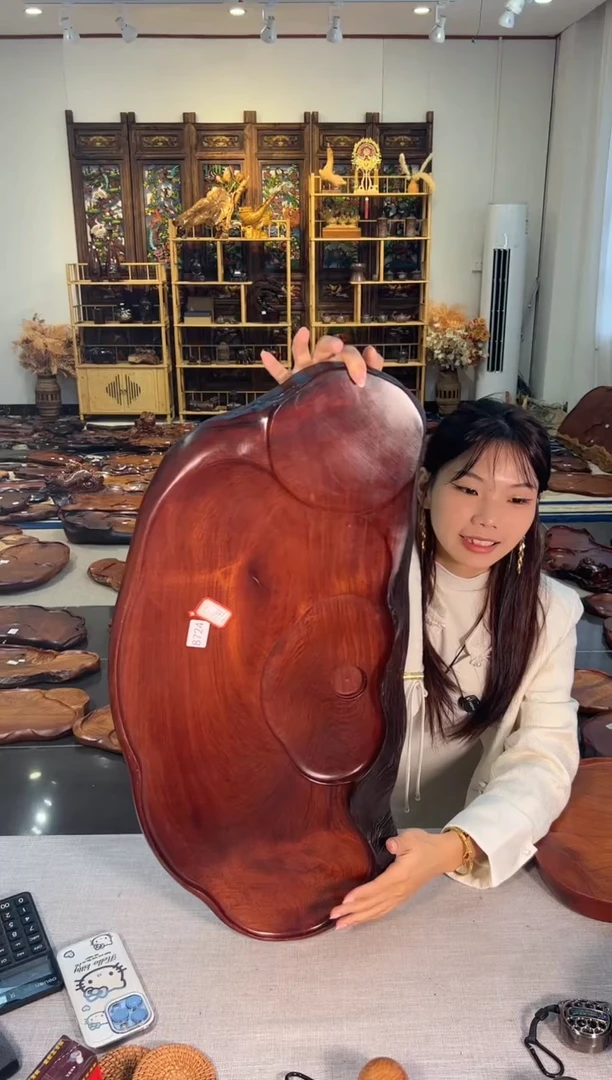 【闪购商品】大果紫檀（缅甸花梨）茶盘8724
