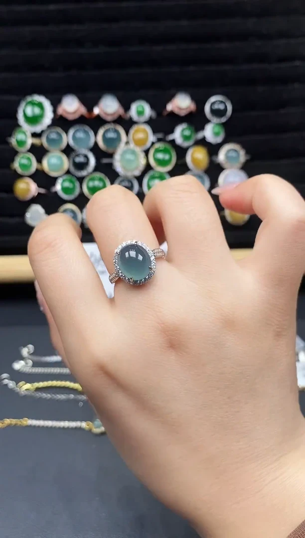 银S925镶嵌戒指翡翠111