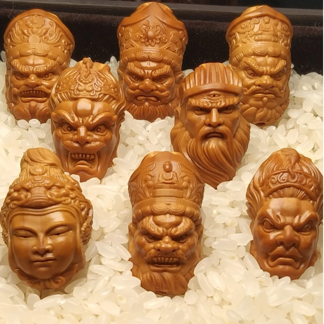 精品橄榄核手串封神榜四大天王+韦陀天王+闻太师 法天象地  核雕