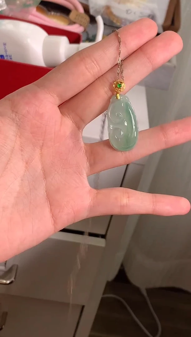 翡翠18K金镶嵌吊坠(赠链)吊坠