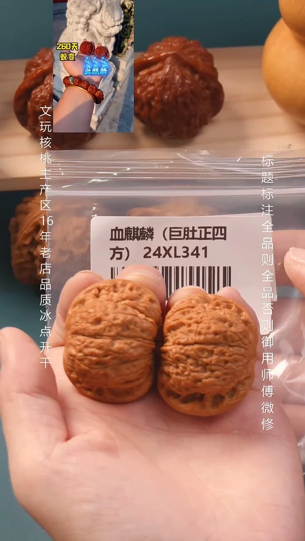 把件文玩核桃40血麒麟狮子头巨肚正四方6号