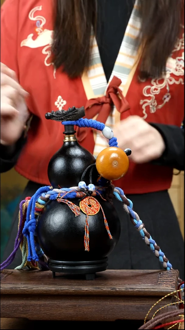 YE112精品藏绳款天然酒葫芦（一物一拍）+原色小手捏