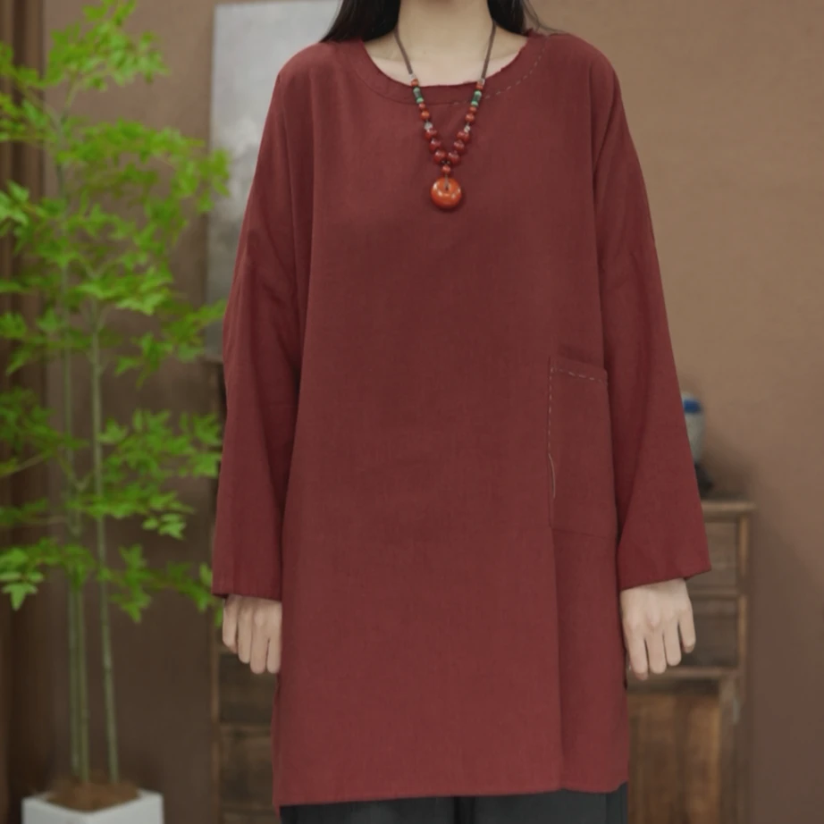 【原制原味】2025新款7063亚麻炒色做旧单口袋手工缝线毛边袍子