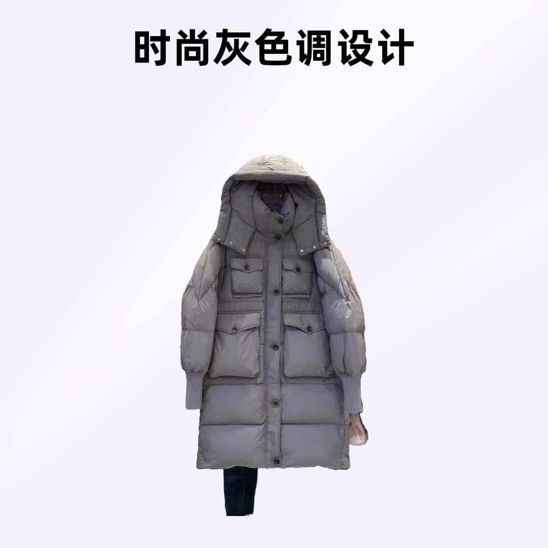 女士冬季长款大袄（灰黑色）
