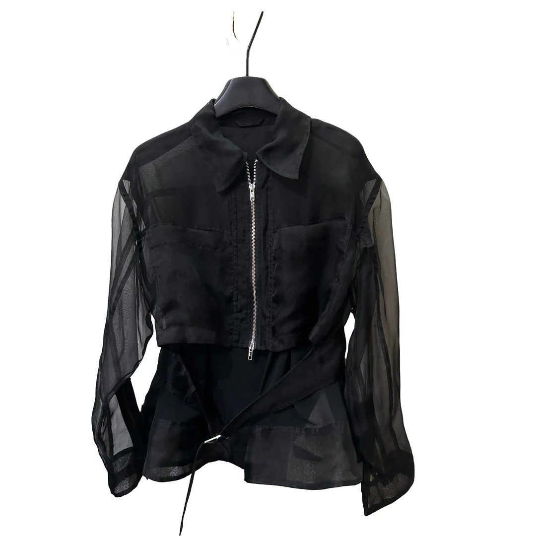 南油小众设计师欧根纱拼接外套