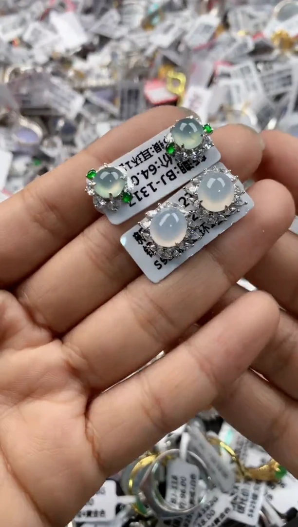 银S925镶嵌戒指翡翠666-----2