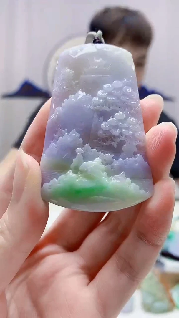 未镶嵌定制翡翠4868zm-毛货挂件山水7