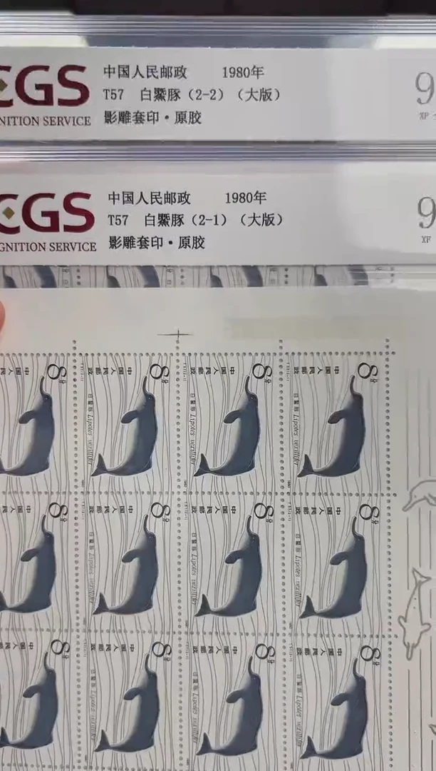 T57 白鱀豚 大版 邮票 RCGS评级 原胶