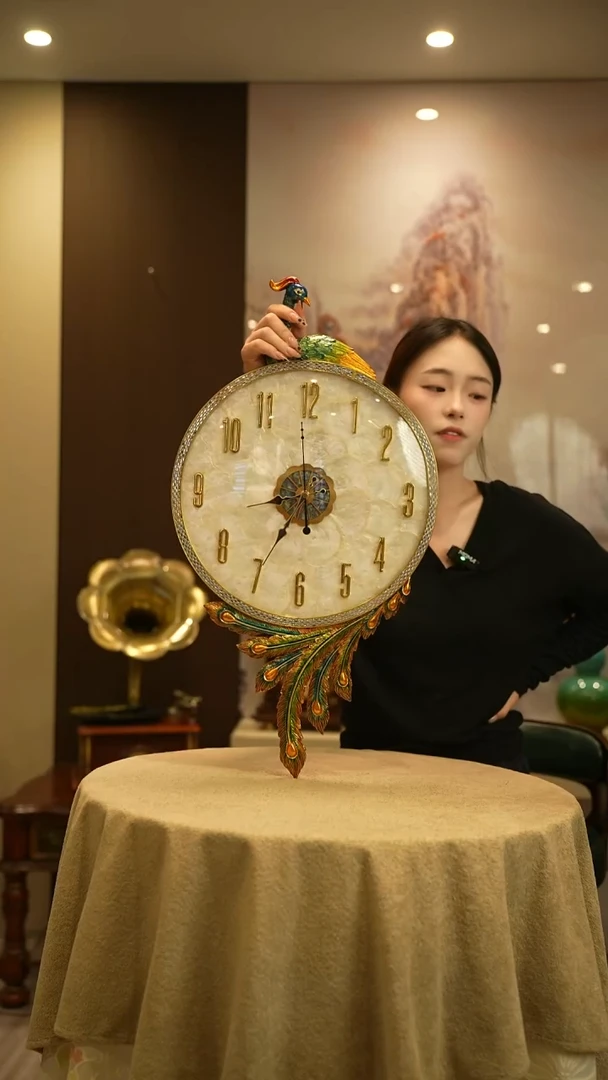 简约**孔雀贝壳挂钟00